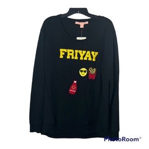Rebellious One Women's Black Crewneck "Friyay" Sweatshirt Size L